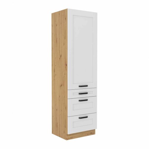 Magas szekrény, fehér/artisan tölgy, LULA 60 DKS-210 3S 1F , Fehér , MDF