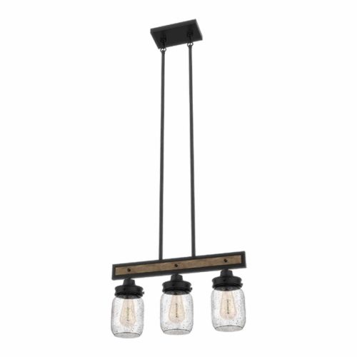 ELMARK | PIERA CHANDELIER 3XE27 MATT BLACK/WOOD