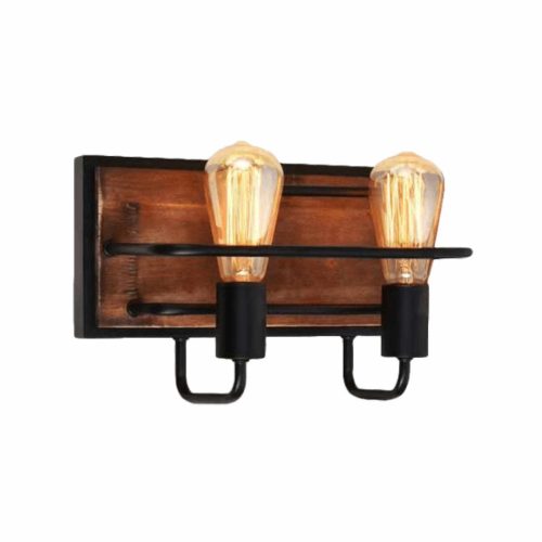 ELMARK | SILVIA WALL LAMP 2XE27 MATT BLACK/WOOD