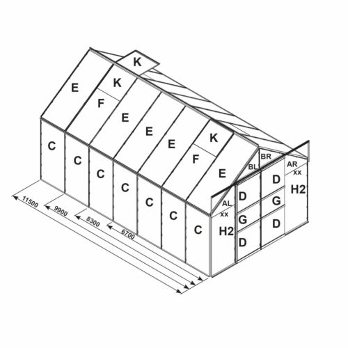 tartalék üveg az üvegházhoz VITAVIA URANUS 6700 PC 4 mm