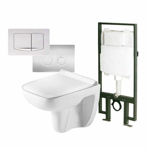 Wellis Clement fali rimless WC + ülőke Clarice falsík mögötti WC tartály, Angular nyómólap